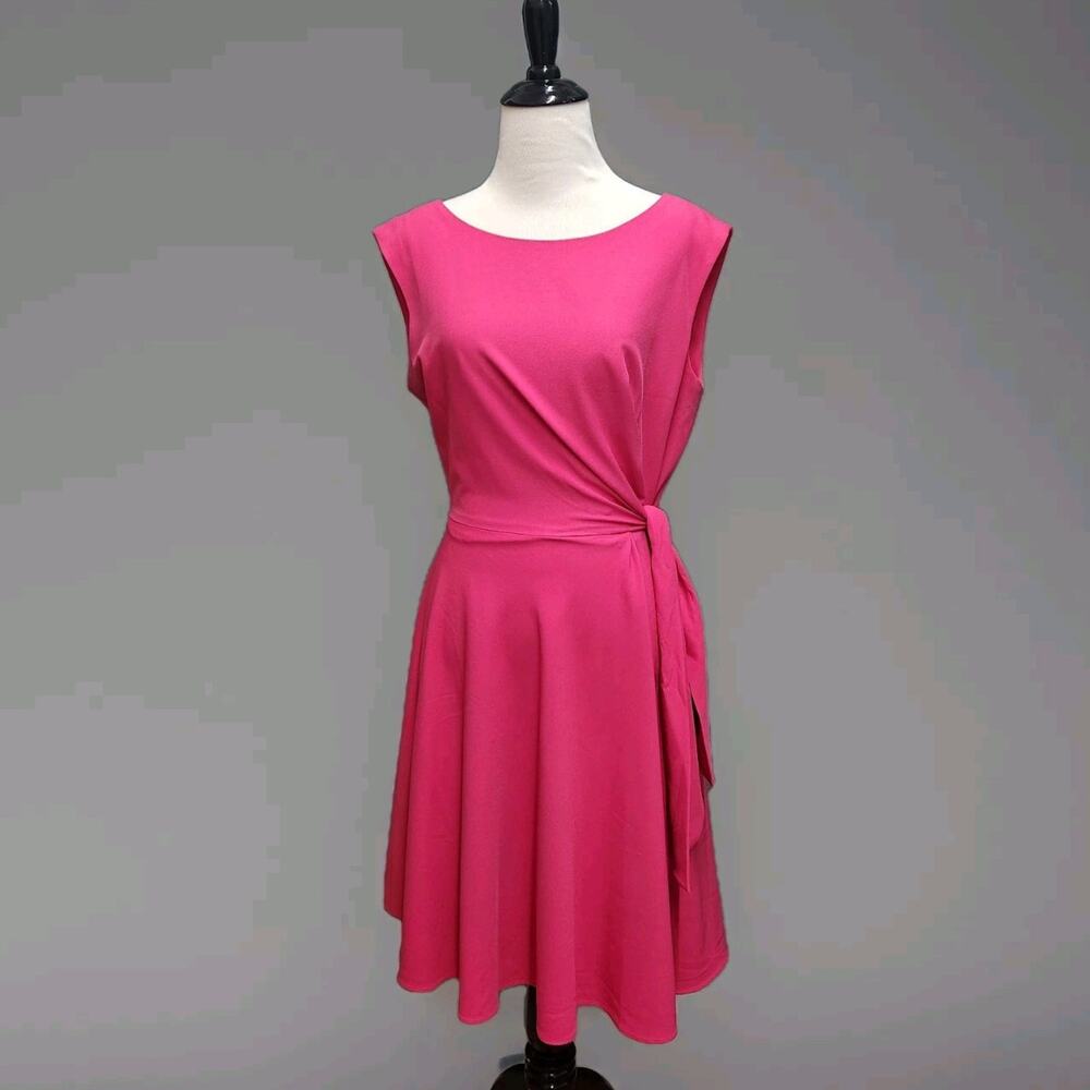 Chelsea Rose Dress Size 8 Knee A-Line Sleeveless Side Sash